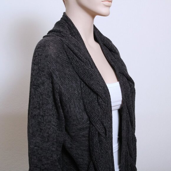 Converse Cozy Knit Cotton Blen Open Cardigan Sweater Gray Women Size L - Picture 5 of 10